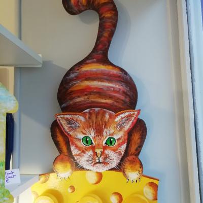 Portant bois chat peint